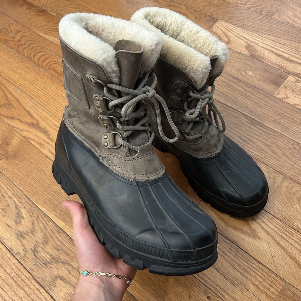 Vintage Polo Ralph Lauren Landen Leather Shearling Lamb Trim Duck Boots Size 11